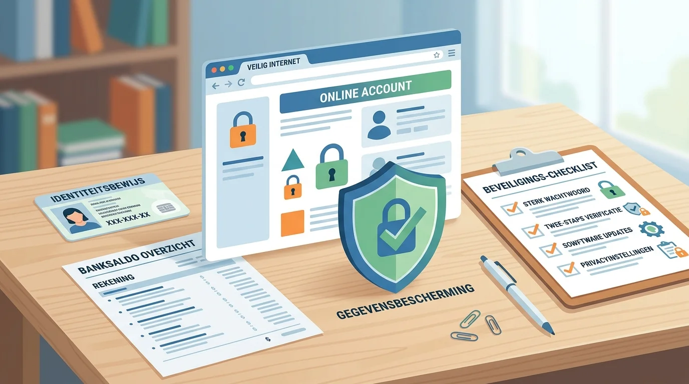 Privacycheck met identiteit, betaalgegevens en accountbeveiliging als losse onderdelen